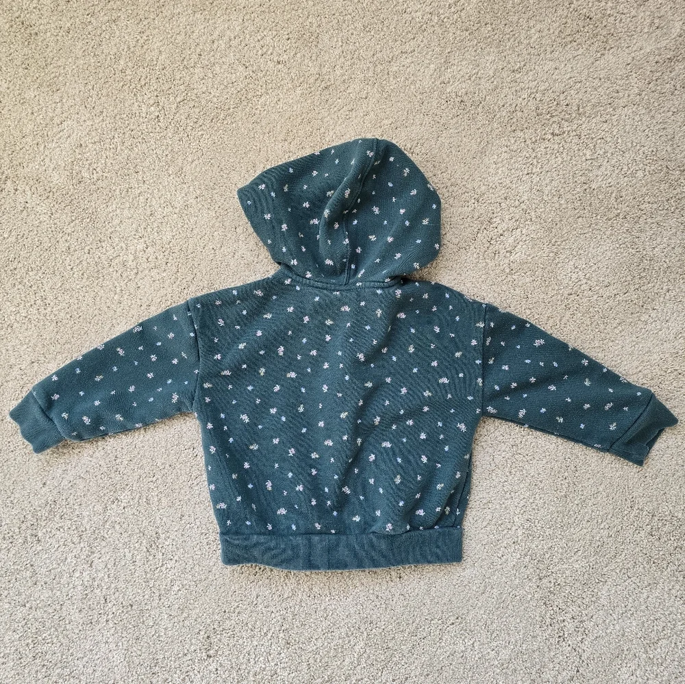 babyGap Logo Zip Hoodie and Pants Set with Floral Long Sleeve Top